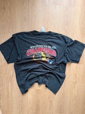 Lee Black Tee with Red and Gold Championship Graphic